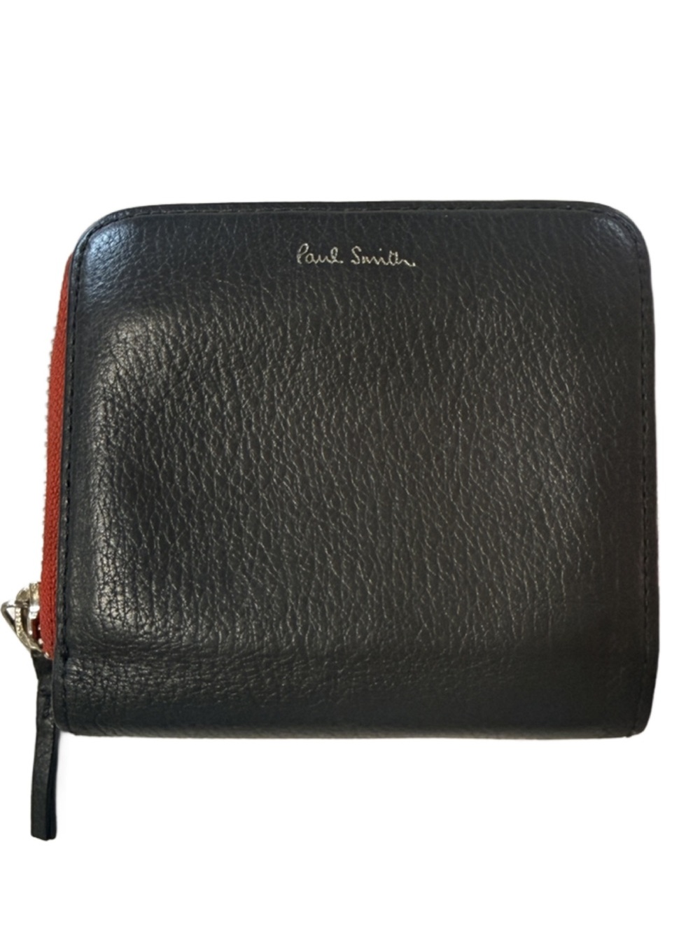 Paul Smith Black Leather Compact Bifold Zip-Around Wallet | Multicolor interior
